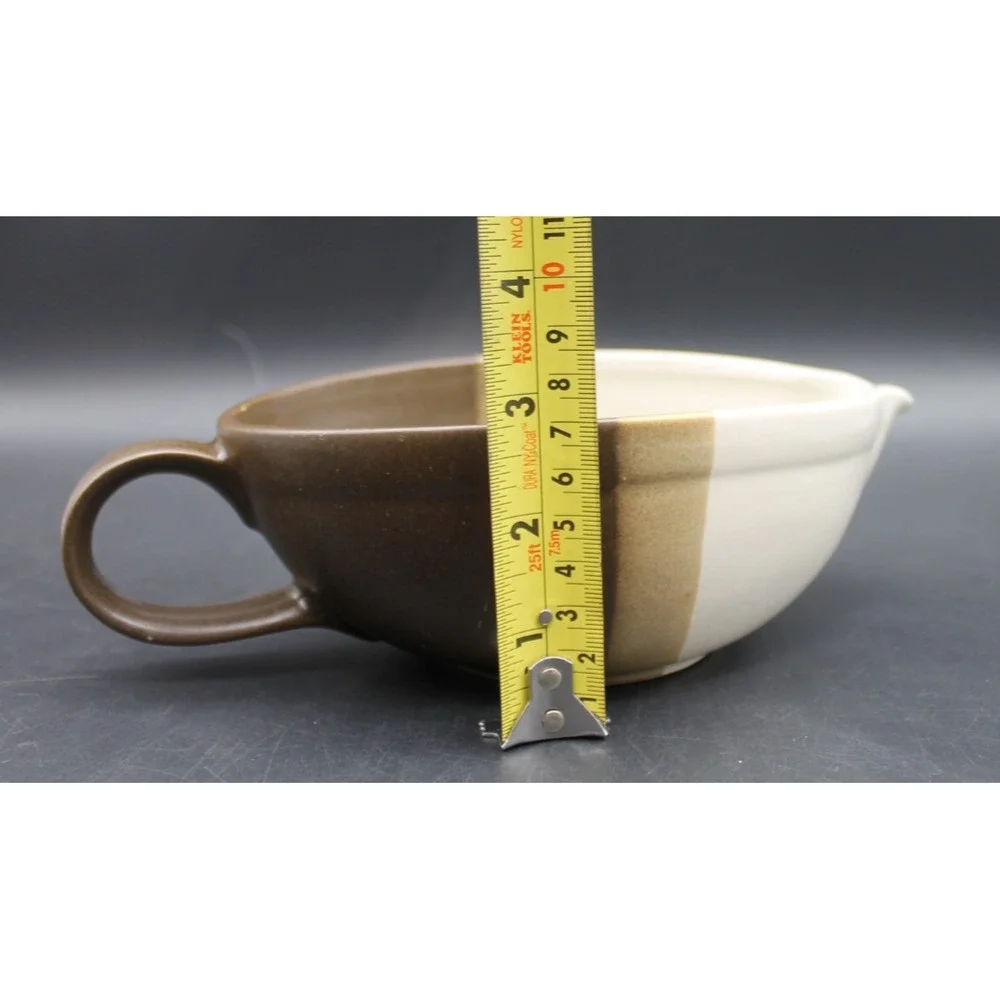 McCoy Pottery Gravy Boat Brown Tan Glaze Stripe Vintage USA